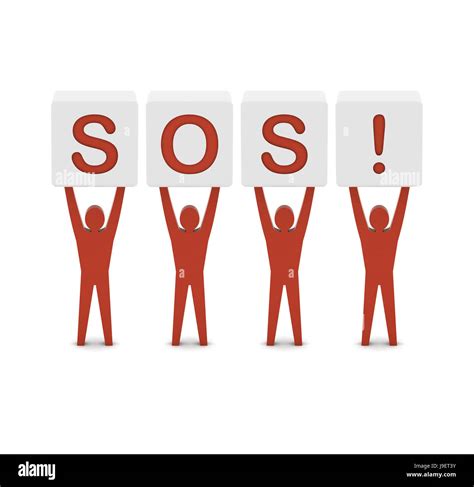 Men Holding The Word Sos Concept 3d Illustration Stock Photo Alamy