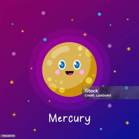 Planet Merkurius Lucu Dalam Gaya Kartun Ilustrasi Stok Unduh Gambar
