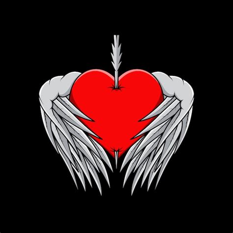 Premium Vector Winged Heart Valentine Illustration