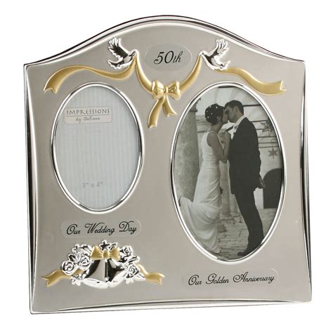 Silverplated Wedding Anniversary Ts 50th Golden Twin Photo Picture Frame Ebay