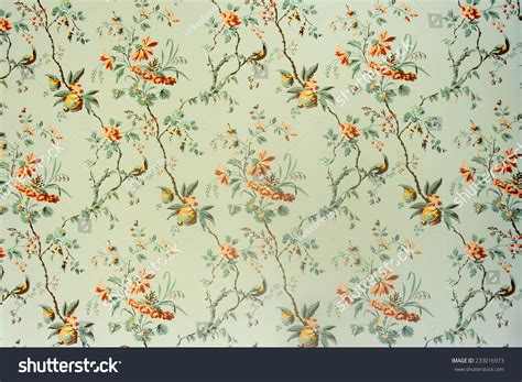 Vintage Wallpaper Floral Pattern Of 18th Century Stock