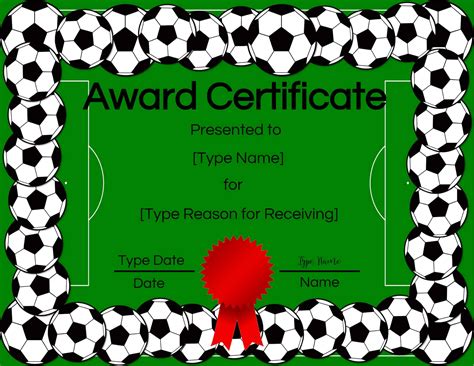 Soccer Certificate Template Free Printable Word Searches