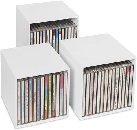 Cubix Cd Box White Wooden Cd Storage Boxes 3 Cd Boxes For Up To 40