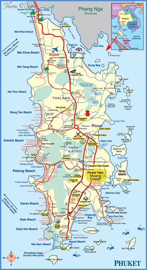 Road map of phuket, thailand shows where the location is placed. Phuket Map Tourist Attractions - ToursMaps.com