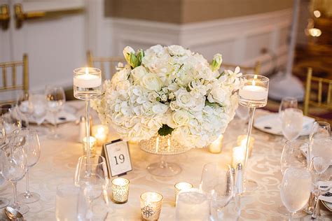 White Hydrangea And Rose Centerpiece Elizabeth Anne Designs The