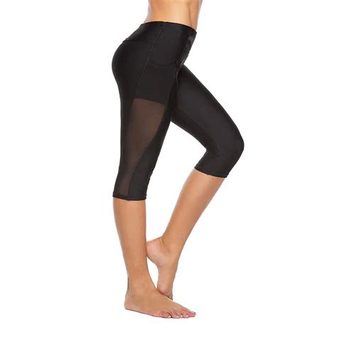 Buy 2018 Side Pocket Athleisure Leggings Women Mesh Splice Fitness Slim Black