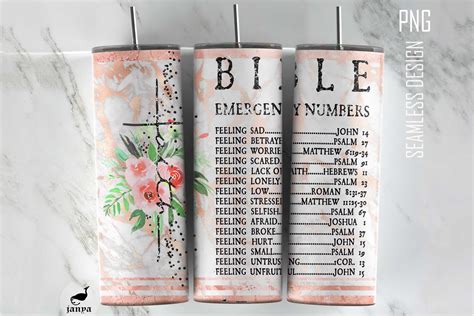 Bible Emergency Numbers Tumbler Wrap 1 Graphic By Natcha Janya