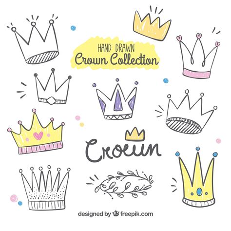 Premium Vector Hand Drawn Collection Of Funny Crowns