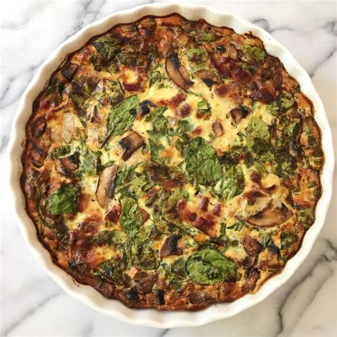 Spinach Mushroom And Bacon Crustless Quiche