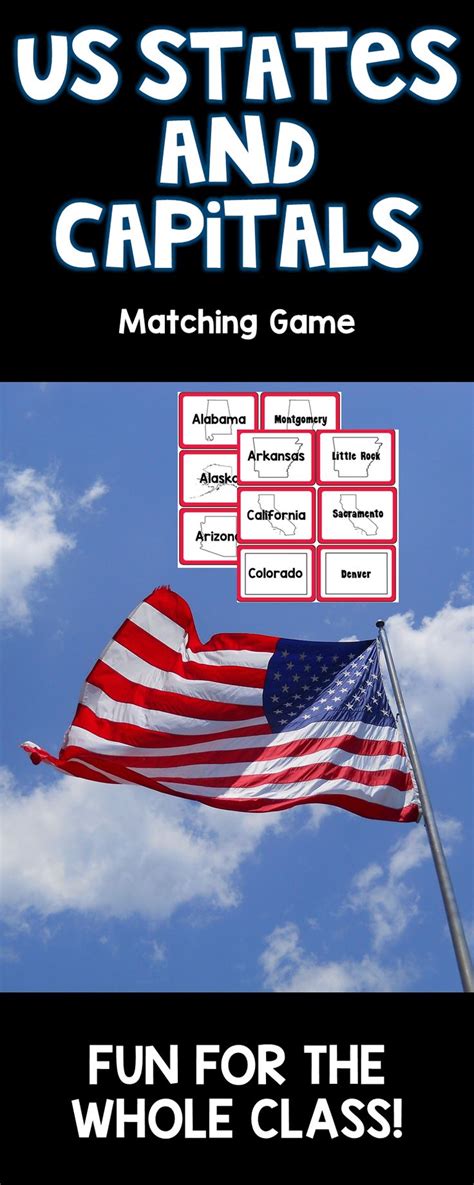 Us States And Capitals Matching Game States And Capitals How To