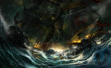 Battle On Stormy Seas Hd Desktop Wallpaper Widescreen High