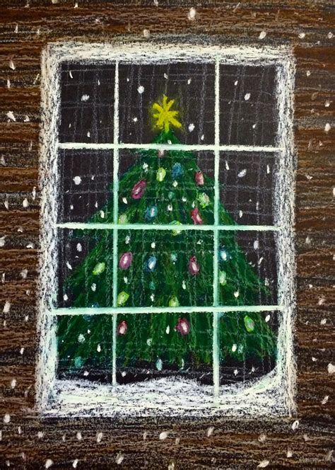 Kathys Art Project Ideas Oil Pastel Christmas Tree In A Snowstorm