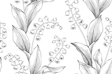 Premium Vector Lily Of The Valley Flower And Leaf Hand Drawn