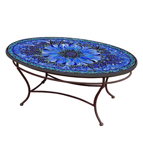 Bella Bloom Mosaic Coffee Table Oval Neille Olson Mosaics Iron