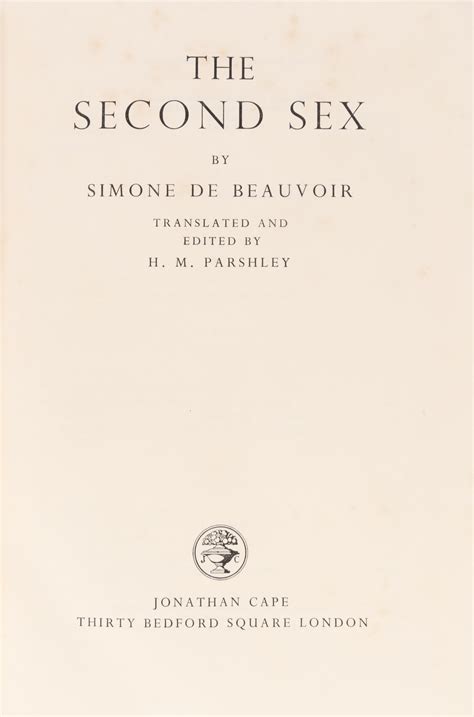 The Second Sex Beauvoir Simone De