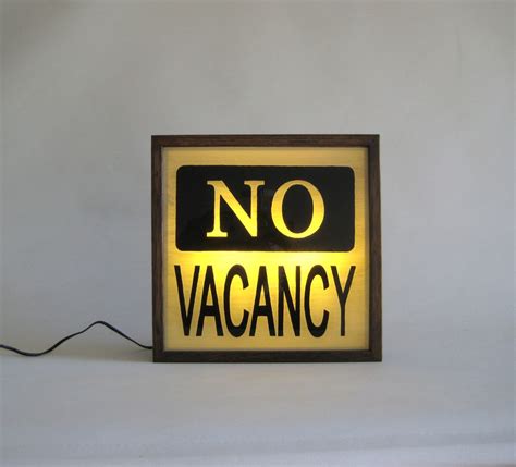 Hand Painted Lighted Signs No Vacancy Vintage Wooden Lightbox Sign Illuminated Mid Century