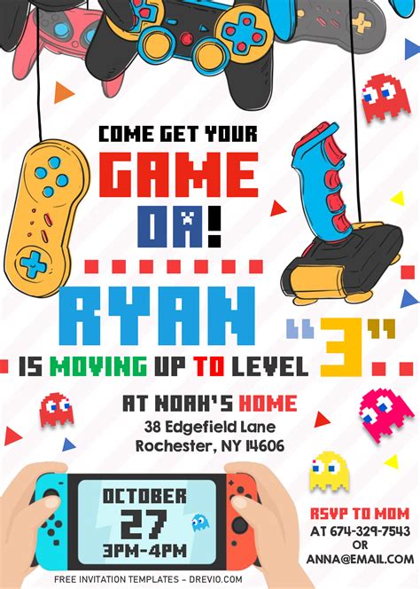 Free Printable Gaming Party Invitation Template Nismainfo