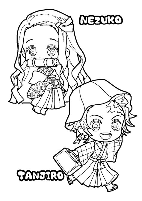Nezuko And Tanjiro Coloring Pages Free Printable Templates