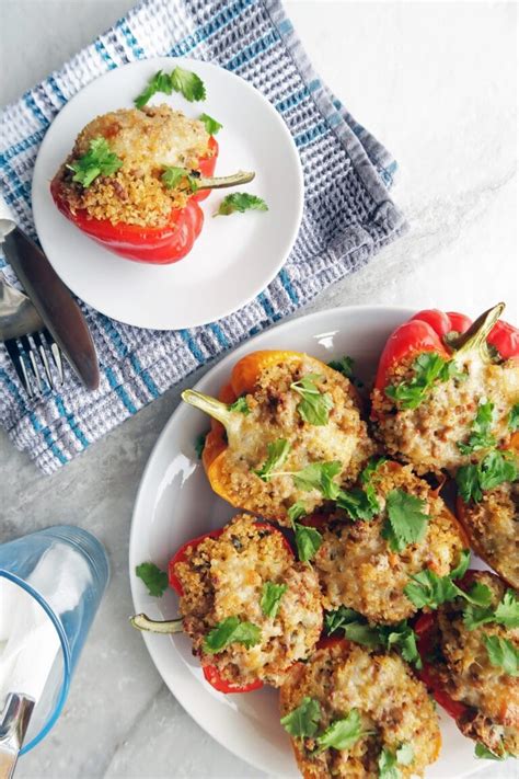 Cilantro Lime Turkey Quinoa Stuffed Bell Peppers Yay For Food