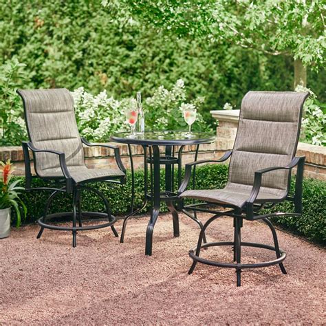Hampton Bay Statesville Pewter 3 Piece Outdoor Balcony Height Dining