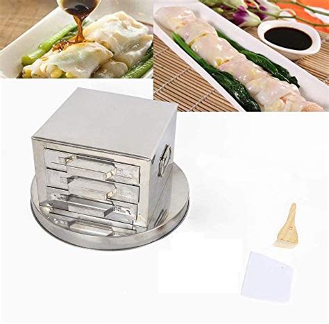 Cantonese Rice Noodle Rolls Machine 3 Layer Steamer Stainless Steel