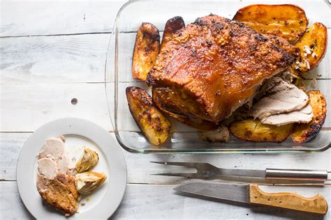 How to get crunchy baked pork shoulder Bone in pork shoulder with paprika and lemon and balsamic ...