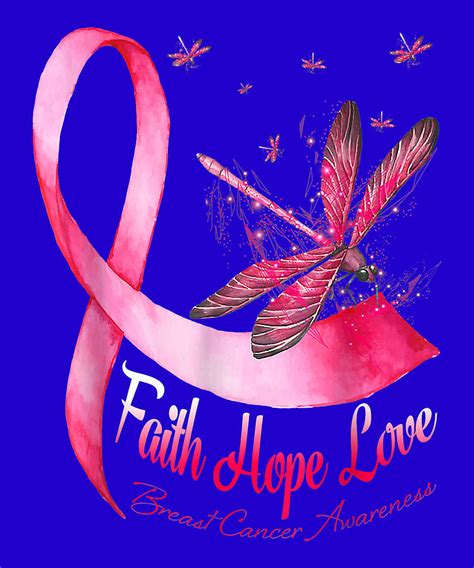 Faith Hope Love Dragonfly Breast Cancer Awareness Digital Art By Douxie Grimo Fine Art America