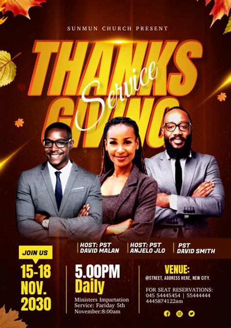 Copy Of Thanksgiving Church Service Flyer Postermywall