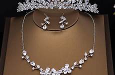 zircon set brides tiara earrings necklace stone cubic zirconia vysor cz clear sets jewelry wedding