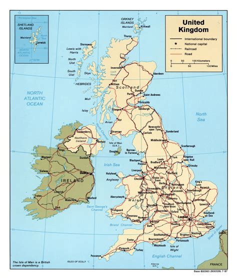 Large Detailed Political Map Of United Kingdom With Roads Railroads