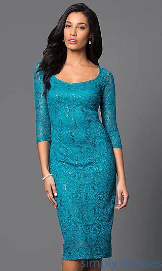 A mix between short and long, it's an easy way to keep the top half of your arm hidden without looking matronly. Three-Quarter Sleeve Lace Knee-Length Party Dress ...