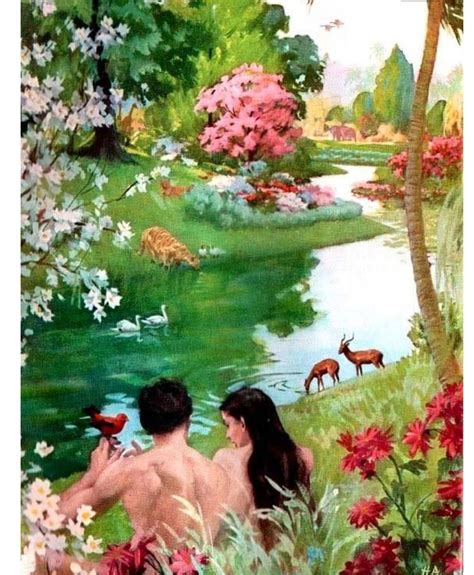 Adam And Eve In The Beautiful Paradise That Jehovah God Gave Them To