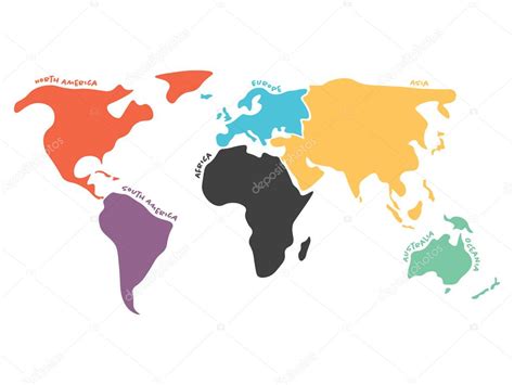 Mapa Mundial Simplificado Multicolor Dividido En Continentes 2022