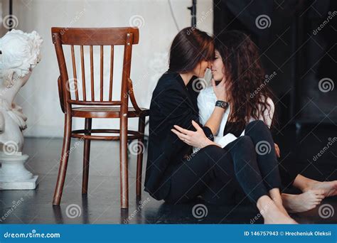 Two Girls In Each Other S Tender Embraces Stock Image Image Of