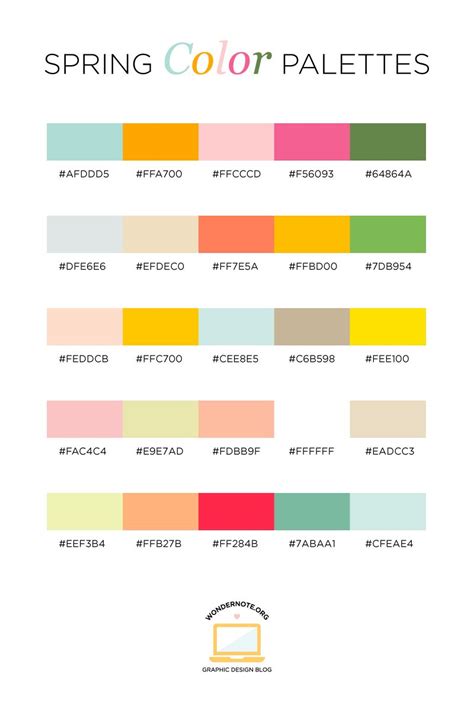 Color Palettes For Web Digital Blog And Graphic Design With Hexadecimal
