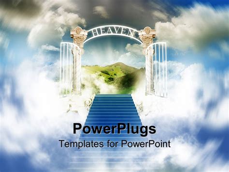 Powerpoint Template Stairway To Heaven With White Shining Open Gates