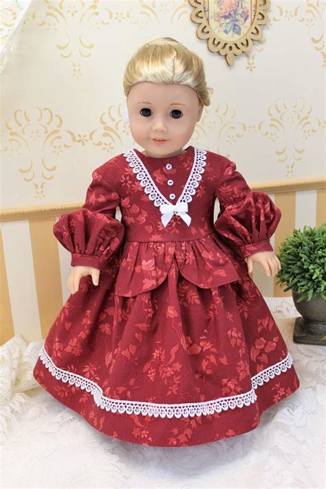 american girl doll historic gown 18 inch doll dress red dress little women design one