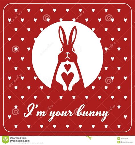 Carte D Amour Avec Le Lapin Et Les Coeurs Illustration De Vecteur Illustration Du Fille Jour