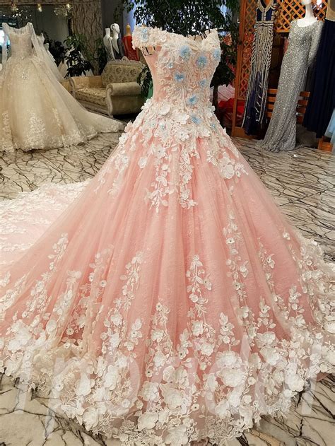 Pink Bridal Gown Gorgeous Hand Made Ball Gown Prom Dress Tpbridal