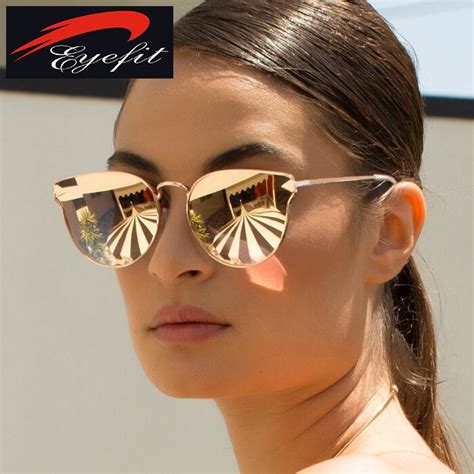 Eyefit Ladies Pink Mirror Cat Eye Sunglasses Women 2016 Luxury Brand
