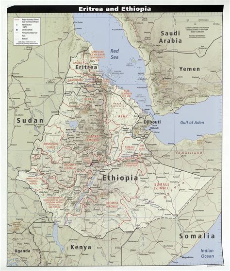 Eritrea on a world wall map: Maps of Eritrea | Map Library | Maps of the World