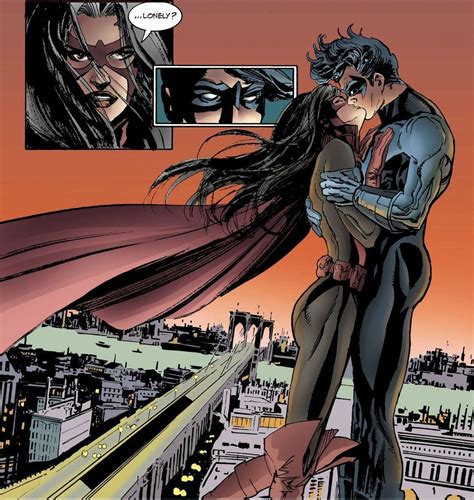 Nightwing Kissing Huntress Nightwing Batwoman Batgirl Comic Book Characters Comic Character