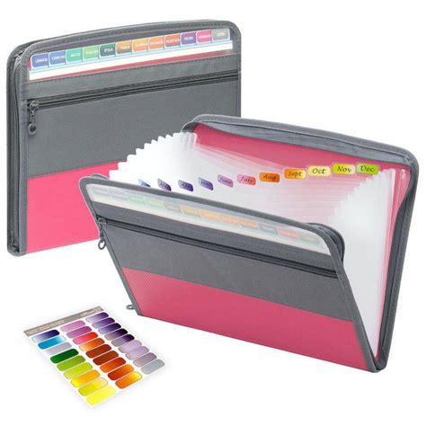 13 Pocket Expanding File Folder With Sticky Labels Accordion File