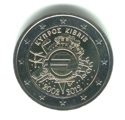 Cyprus 2012 2 Euro Comm 10th Anniversary Intro Of Euro Coins