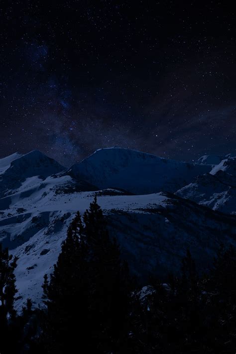 Mountains Starry Sky Night Snowy Hd Phone Wallpaper Peakpx