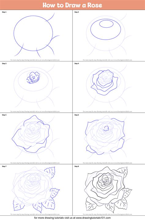 How To Draw A Rose Printable Step By Step Drawing Sheet