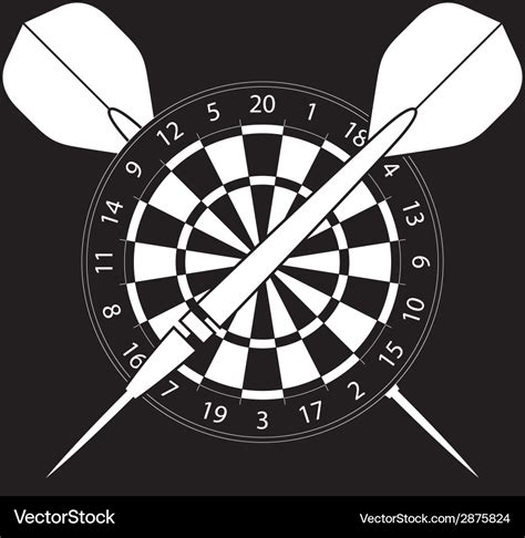 Dartboard With Darts On Black Background Vector Image