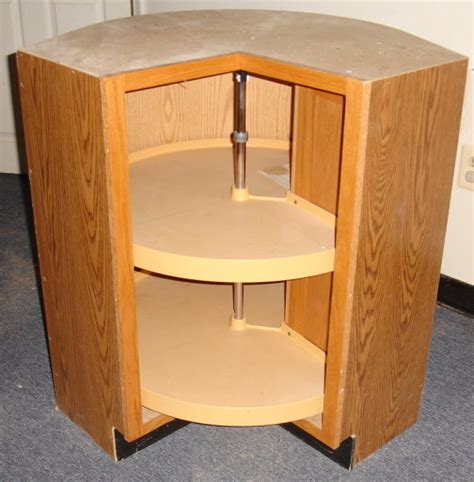 The required wall area is 36 x 36 (this is not the measurement of the cabinet); Oak Corner Turnstile Rotating Kidney Lazy Susan Round Base ...
