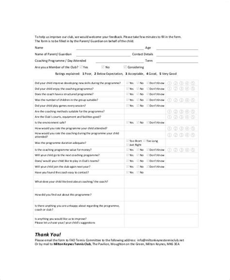 Free 8 Sample Coach Feedback Forms In Ms Word Pdf