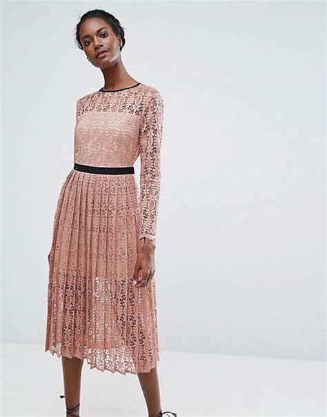 Endless Rose Lace Midi Dress With Pleated Skirt Asos